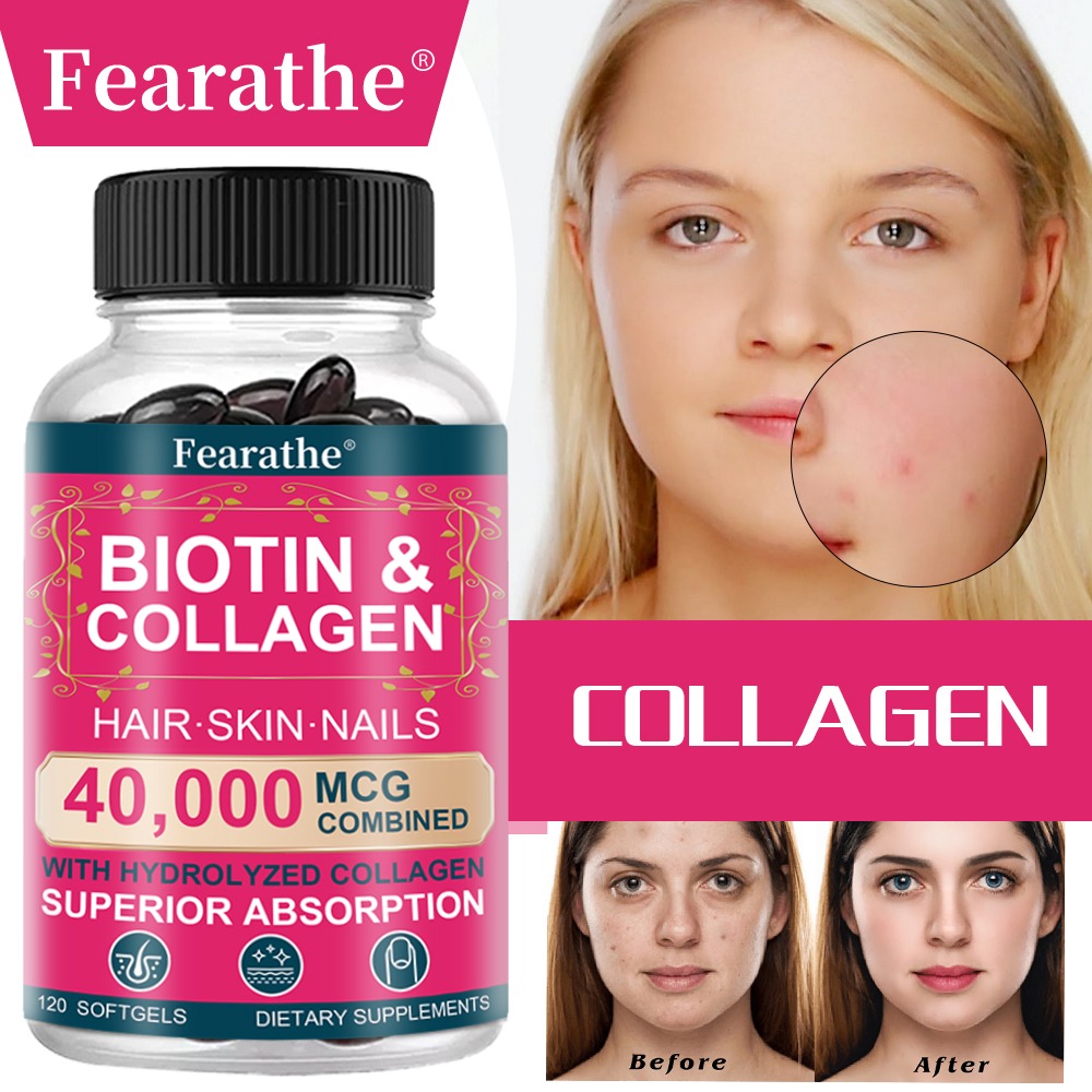 Biotin Hair Growth - ビオチン、コラーゲン、ヒアルロン酸、ケラチン - 育毛サポート、120カプセル | 男女兼用の髪、肌、爪のためのビタミンサプリメント