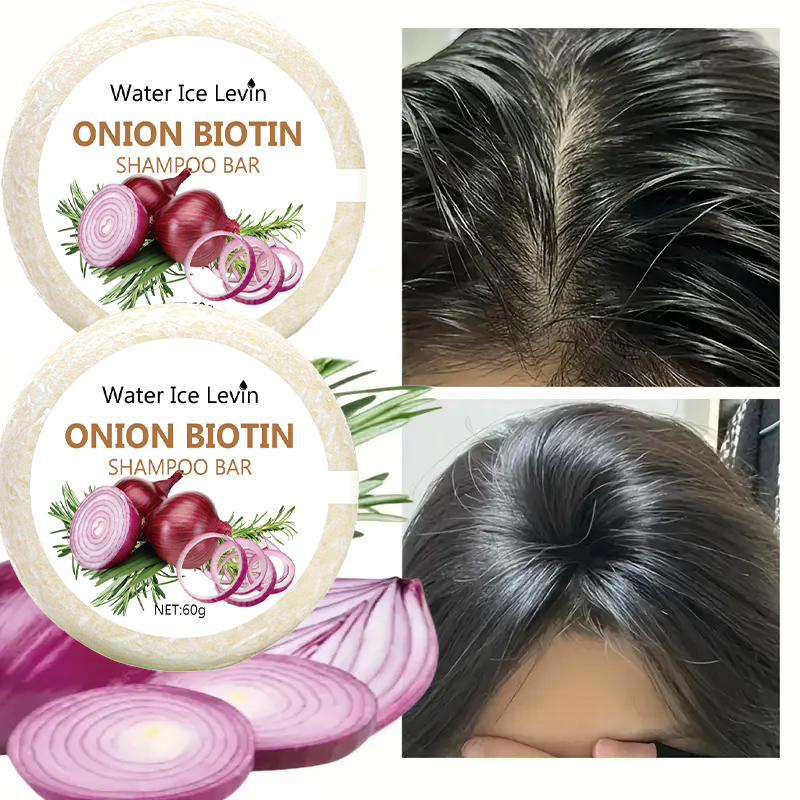 Biotin Hair Growth - オニオン＆ビオチンシャンプーバー - 60g、すべての髪質に適しています、保湿と滑らかさを実現、ローズマリーエキスが豊富