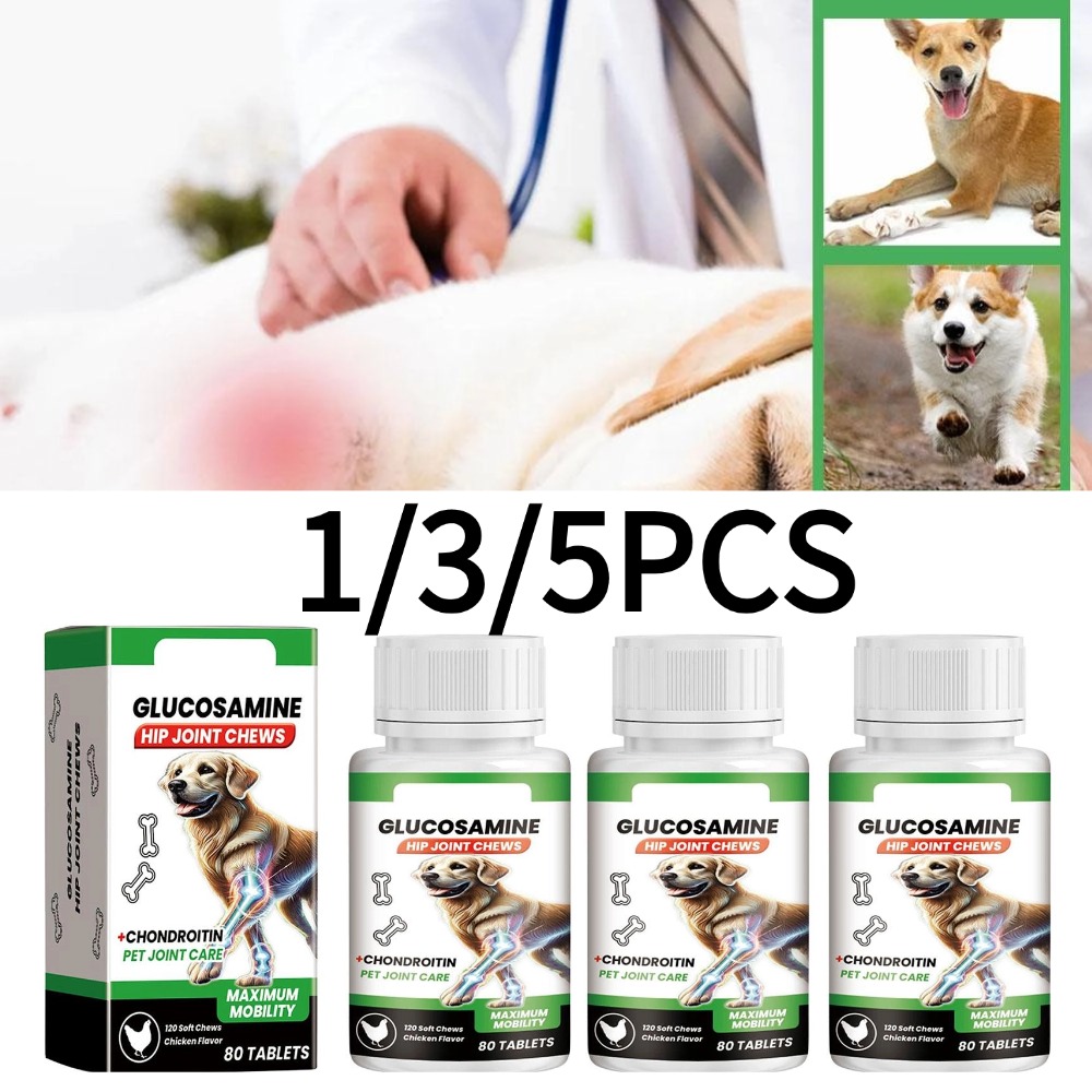 Glucosamine Chondroitin Joint - 80 錠犬の関節サポートペットのヒップケアグルコサミンコンドロイチン可動性改善犬の関節サポート錠剤 1/3/5 個