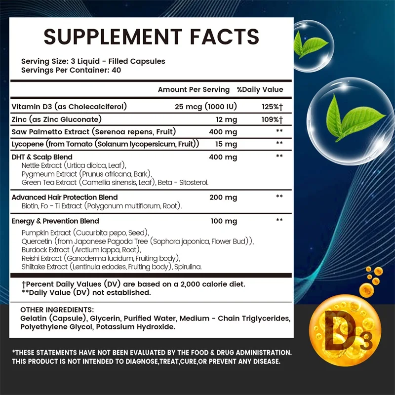 男性用DHTブロッカー - ノコギリヤシとビオチン配合、育毛 - Biotin Hair Growth のレビューと価格