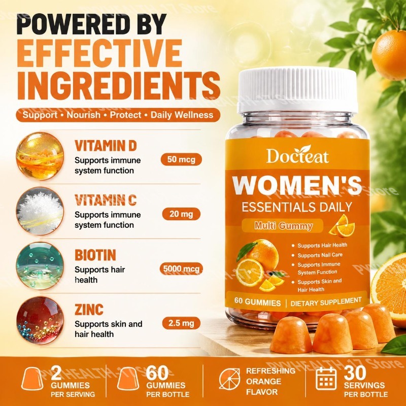 ドクテット 女性のためのエッセンシャル デイリーマルチグミ  - Multivitamin Gummy Adult のレビューと価格