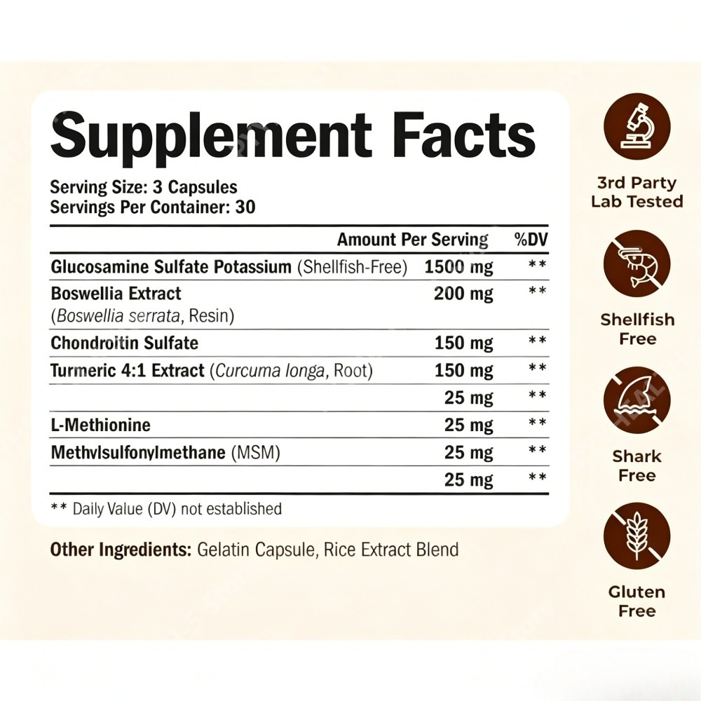 グルコサミン・コンドロイチン・MSMカプセル（ウコン＆ボスウ - Glucosamine Chondroitin Joint のレビューと価格