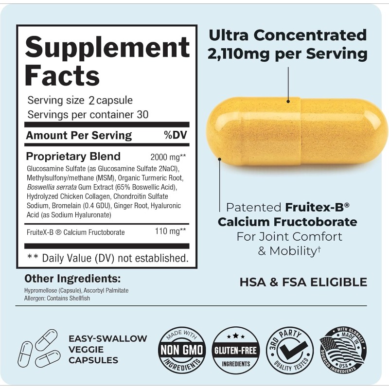 グルコサミン コンドロイチン硫酸塩 MSM ブロメライン ウ - Glucosamine Chondroitin Joint のレビューと価格