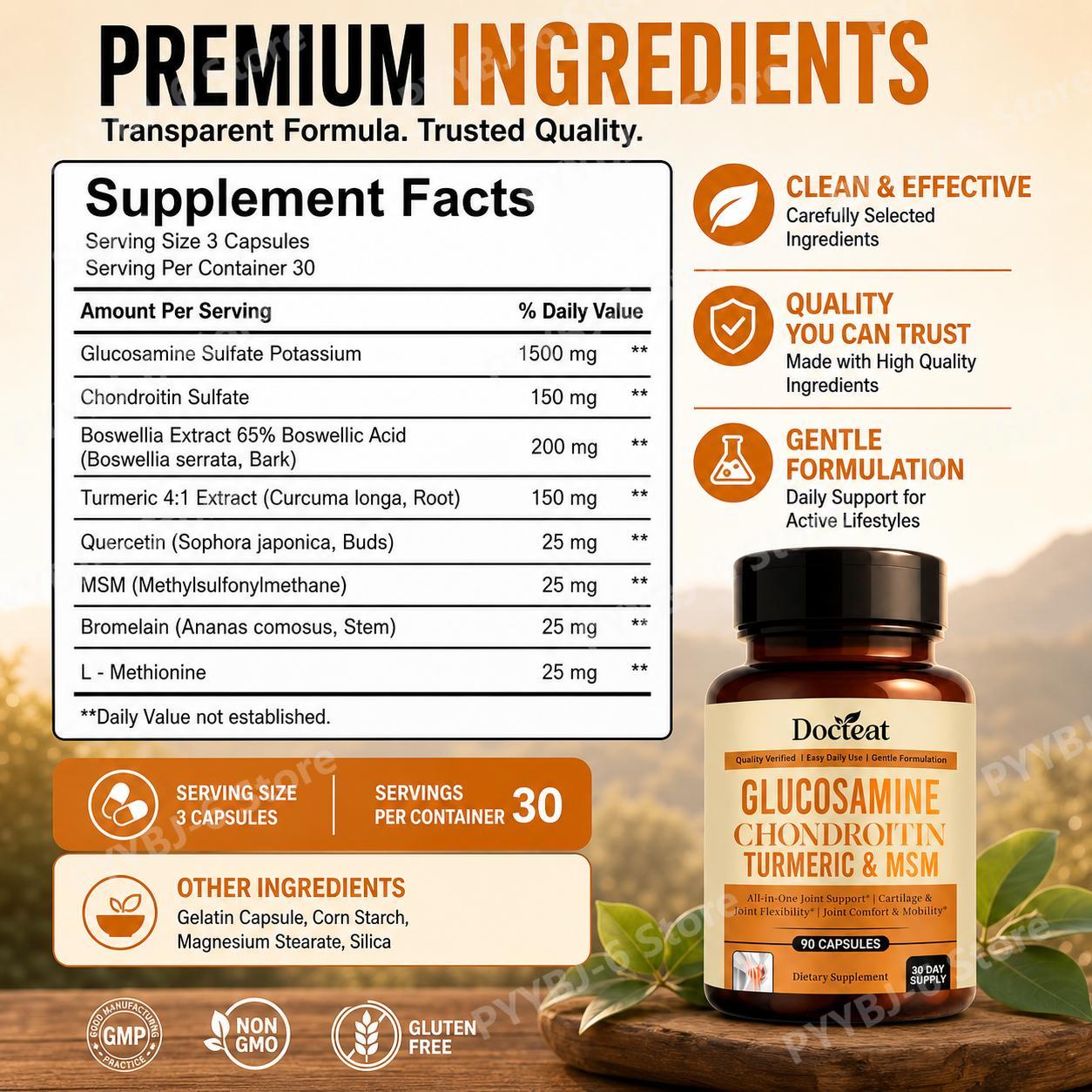 ドクテート グルコサミン コンドロイチン カプセル 90粒入 - Glucosamine Chondroitin Joint のレビューと価格