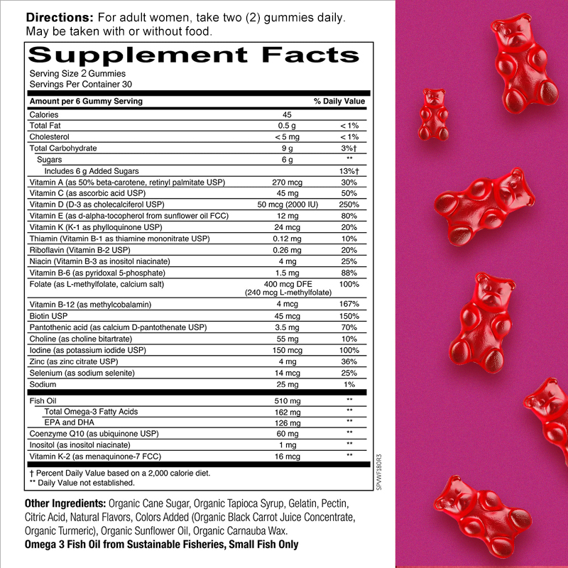 女性のためのビタミン - マルチビタミンとオメガ3、免疫力の - Multivitamin Gummy Adult のレビューと価格