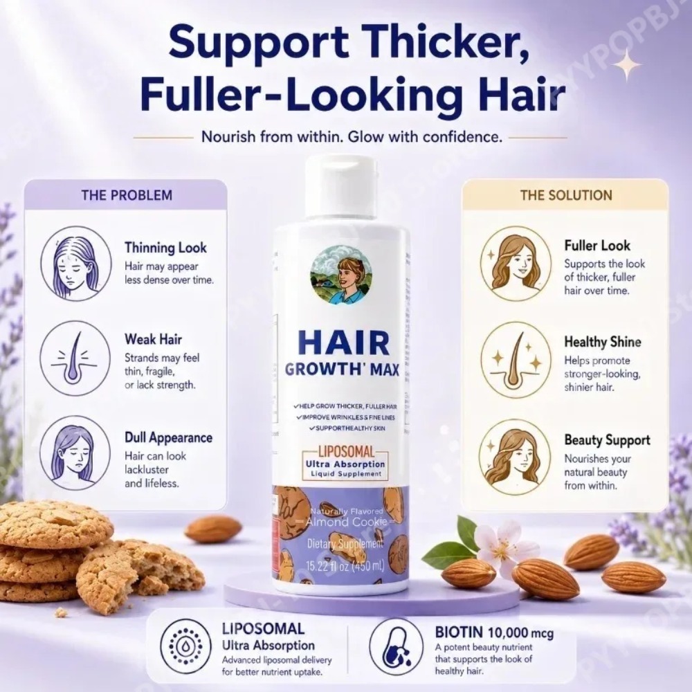 リポソーマル育毛液、ノコギリヤシ＆ビオチン配合で3週間で髪を - Biotin Hair Growth のレビューと価格